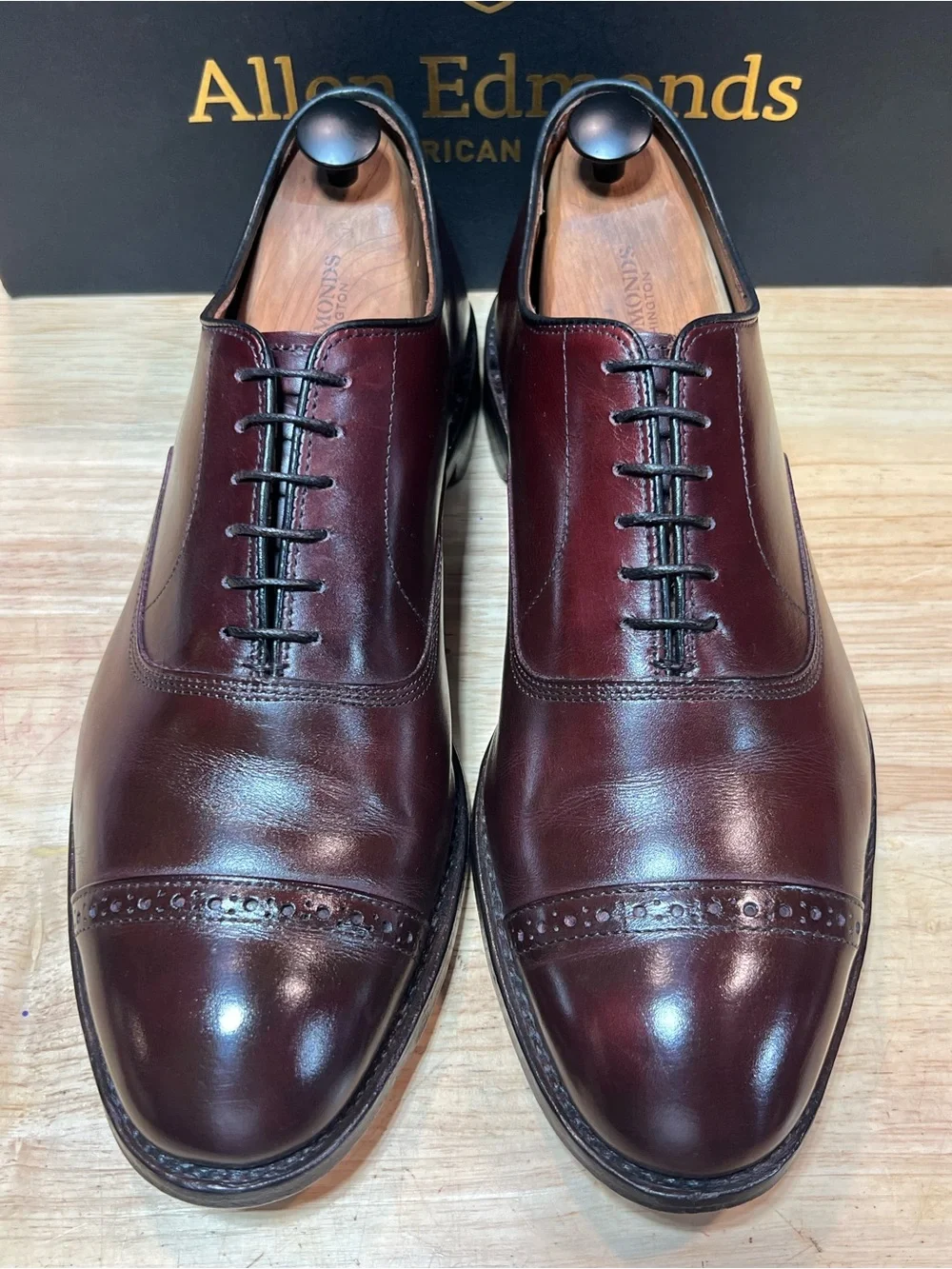 Allen Edmonds Fifth Avenue Men’s Burgundy Leather Cap Toe Oxfords Sz 10.5 3E